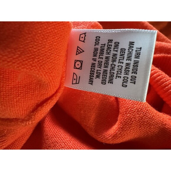 Amelotte Bright Orange Long Sleeve Crew Neck Button Down Cardigan Sweater Sz L - Picture 7 of 7